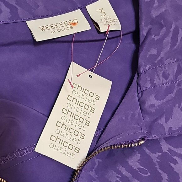 NWT Weekends By Chicos Classic Jacket Women's Size 3 XL Purple Full Front Zip - Picture 6 of 7